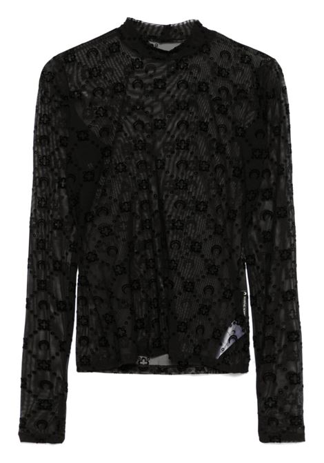 mesh moongram highneck top woman black MARINE SERRE | WTO388A CJER0005BK99